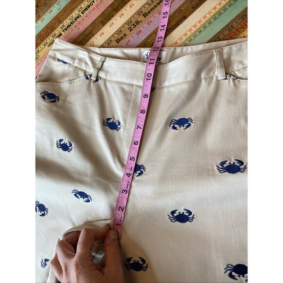 Lilly Pulitzer 12 Embroidered Crab Khaki Chino Pants Preppy Coastal Classic Crop - Picture 11 of 15